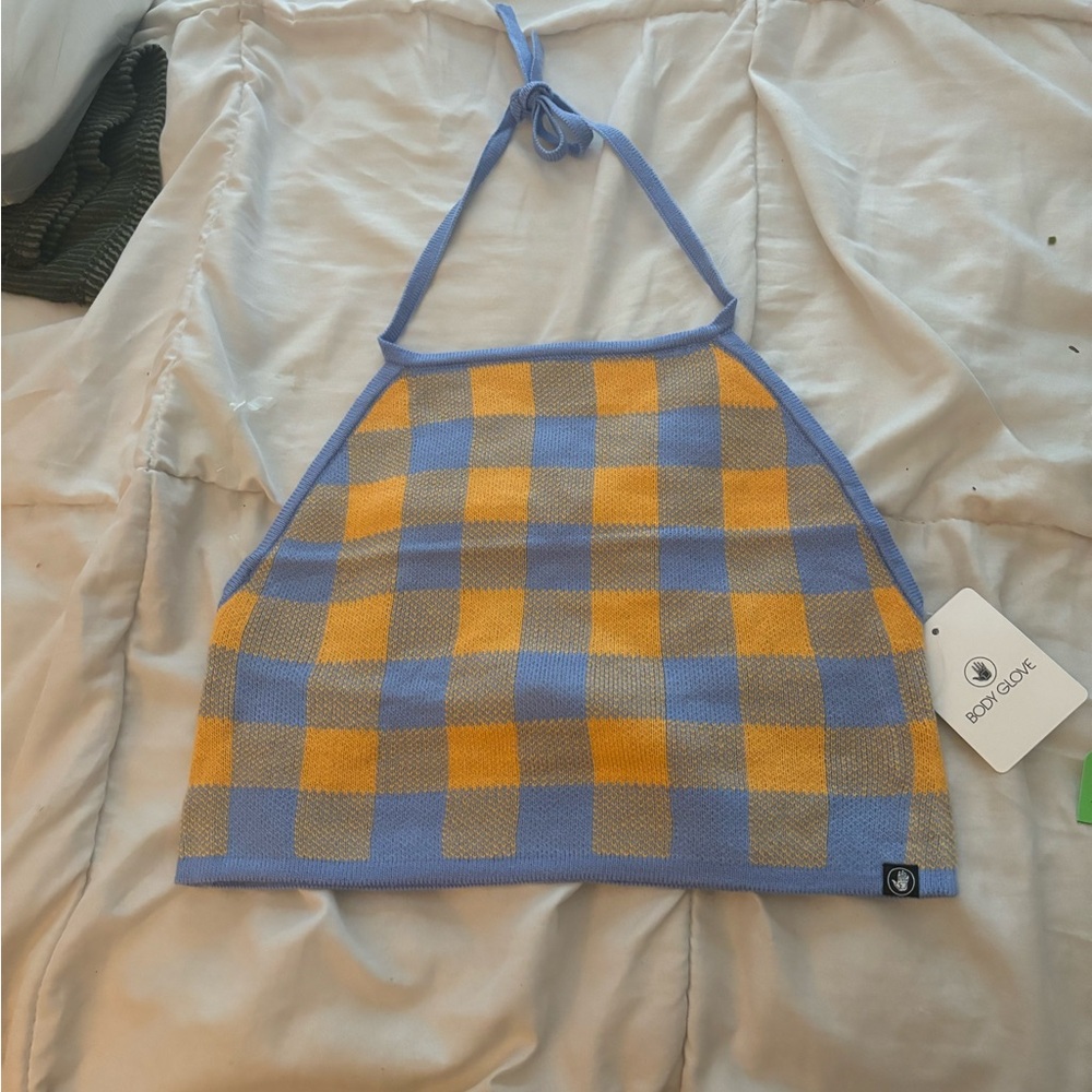 Body Glove Blue and Orange Halter Crop Top